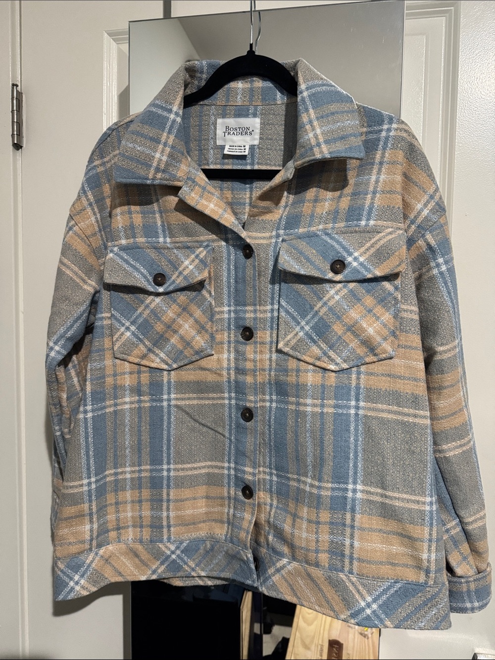 Boston Traders Blue and Yellow Plaid Jean Jacket